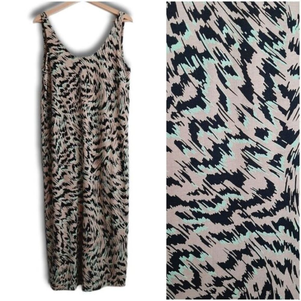 VERO MODA Mille Sleveless Calf Midi Dress Stretchy Pull-Over Abstract Sz M